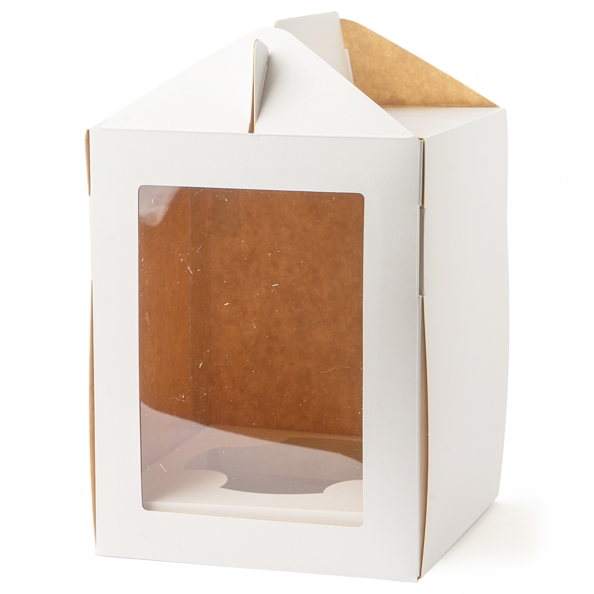 Коробка для кулича с окном и с ложементом Белая 16х16х20 см  | Фото — Магазин Andy Chef  1
