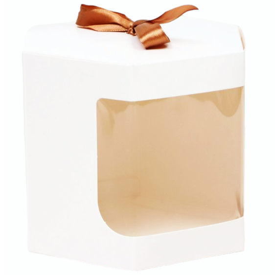 Коробка для шоколадной фигурки Шестигранник с окном 13х13х13,5 см  | Фото — Магазин Andy Chef  1