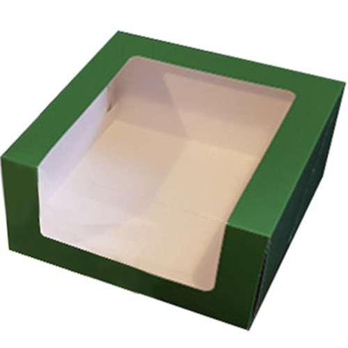 Коробка для торта с окном Зелёная 23,5х23,5х11,5 см  | Фото — Магазин Andy Chef  1