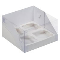Коробка на 4 капкейка с прозрачной крышкой 16х16х10 см