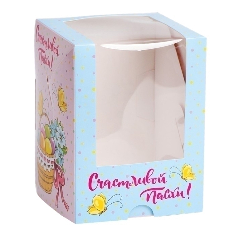 Коробка для шоколадной фигурки «Счастливой Пасхи» с корзинкой 12,5х9,5х9,5 см  | Фото — Магазин Andy Chef  1