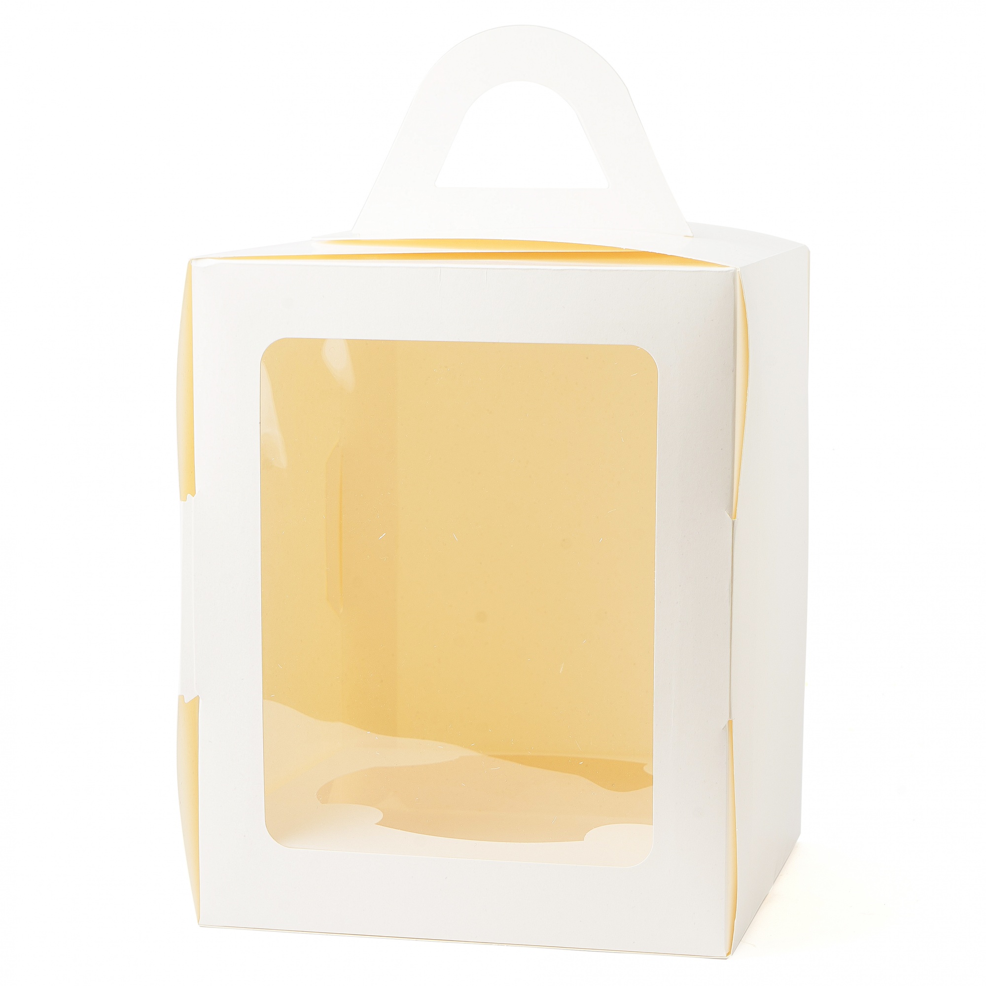 Коробка для кулича с окном и с ложементом Белая 18х18х23 см   | Фото — Магазин Andy Chef  1