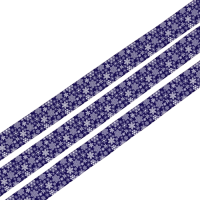 Лента атласная с тиснением «Снежинки» Тёмно-синяя/Золото 1,5 см, 5 м