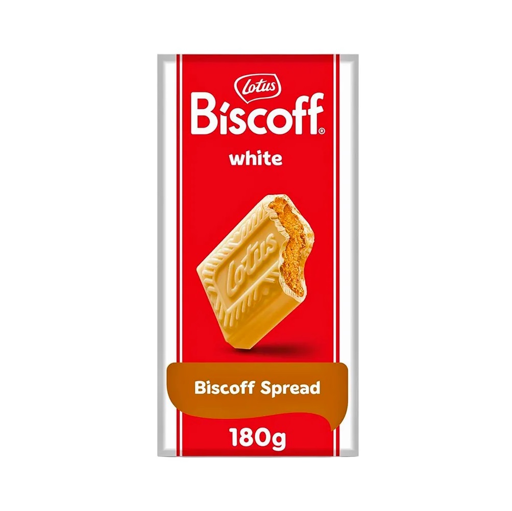 Шоколадная плитка Lotus Biscoff White Chocolate Spread молочная с печеньем, 180 г  | Фото — Магазин Andy Chef  1