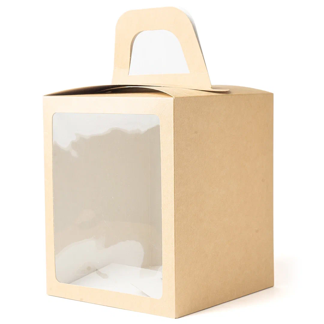Коробка для кулича с окном Крафт 15х15х18 см  | Фото — Магазин Andy Chef  1