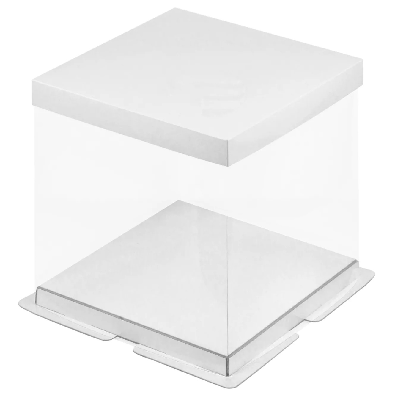 Коробка для торта Премиум Белая/Прозрачная 30х30х28 см  | Фото — Магазин Andy Chef  1