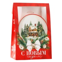 Коробка для сладостей «Снежный шар» с окном и клапаном 15х22х7 см