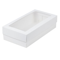 Коробка для макарон с окном и разделителем Белая 21х11х5,5 см