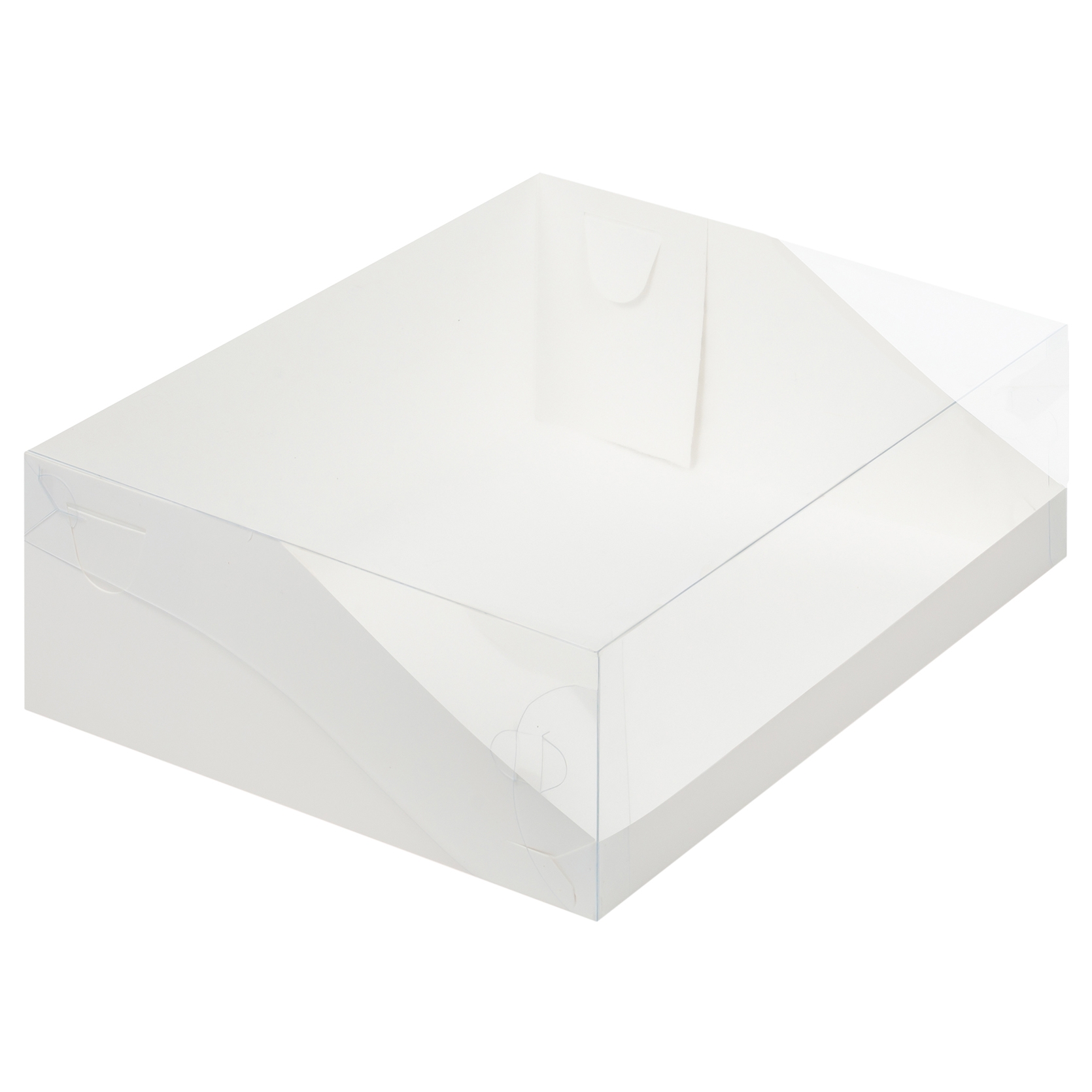 Коробка для торта с пластиковой крышкой Белая 31х23,5х12 см  | Фото — Магазин Andy Chef  1