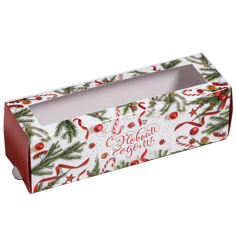 Коробка для макарон «С Новым Годом» 18х5,5х5,5 см  | Фото — Магазин Andy Chef  1