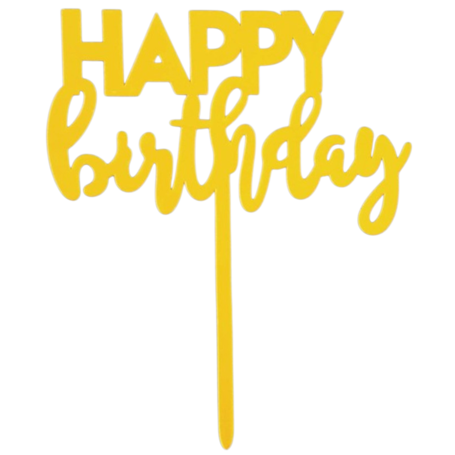 Топпер пластиковый Happy Birthday Жёлто-золотой  | Фото — Магазин Andy Chef  1