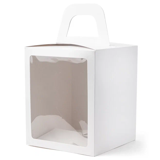 Коробка для кулича с окном Белая 15х15х18 см  | Фото — Магазин Andy Chef  1