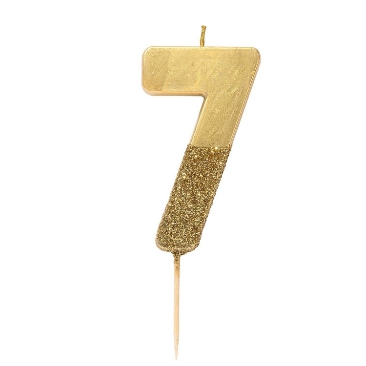 Свеча для торта цифра «7» золото 7,5 см, Talking Tables, Великобритания  | Фото — Магазин Andy Chef  1