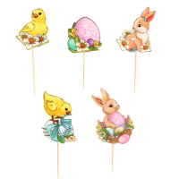 Набор топперов для куличей «Пасхальные кролики №1», 5 шт.