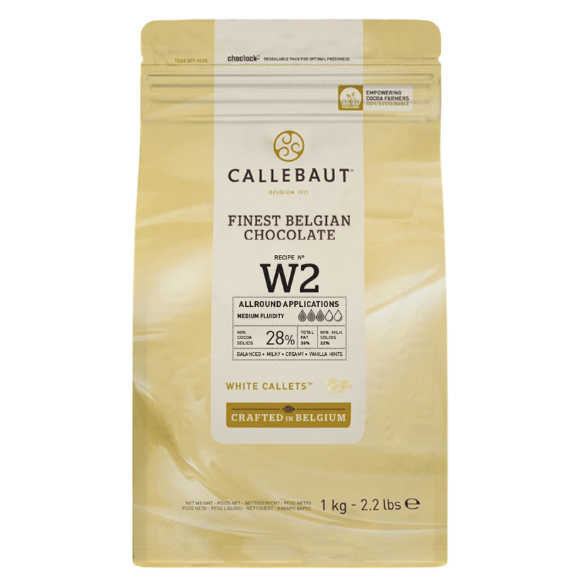 Шоколад белый 28%, №W2, Callebaut, Бельгия, заводская упаковка, 1 кг  | Фото — Магазин Andy Chef  1