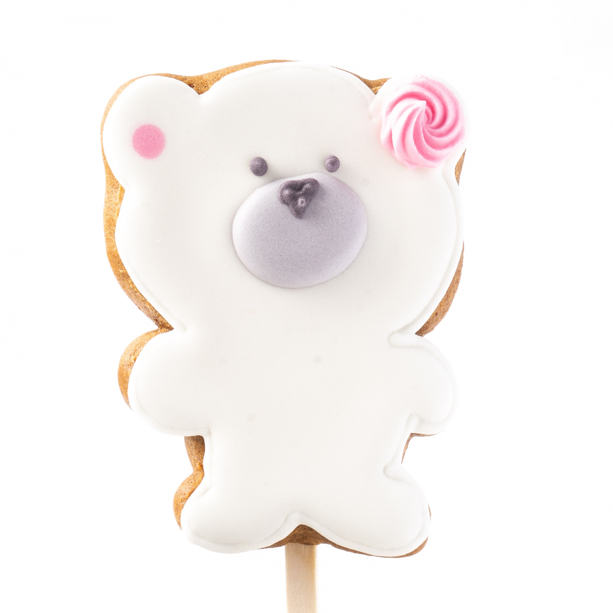 Пряник на палочке «Медвежонок белый» 8 см  | Фото — Магазин Andy Chef  1