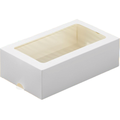 Коробка для пирожных с окном белая ECO MB 12 5,5х10,5х18 см  | Фото — Магазин Andy Chef  1