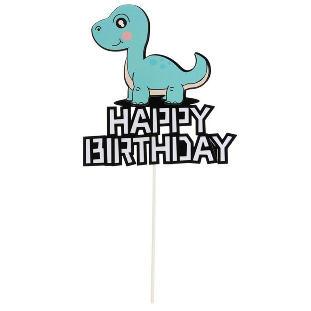 Топпер бумажный Happy Birthday динозавр  | Фото — Магазин Andy Chef  1