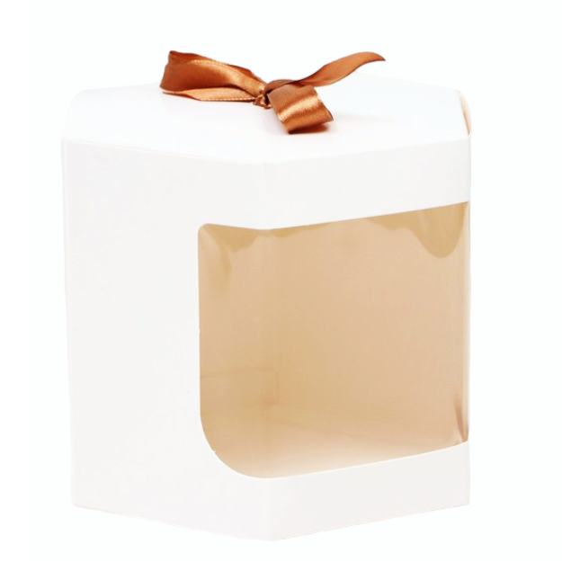 Коробка для шоколадной фигурки Шестигранник с окном 10х10х10 см  | Фото — Магазин Andy Chef  1
