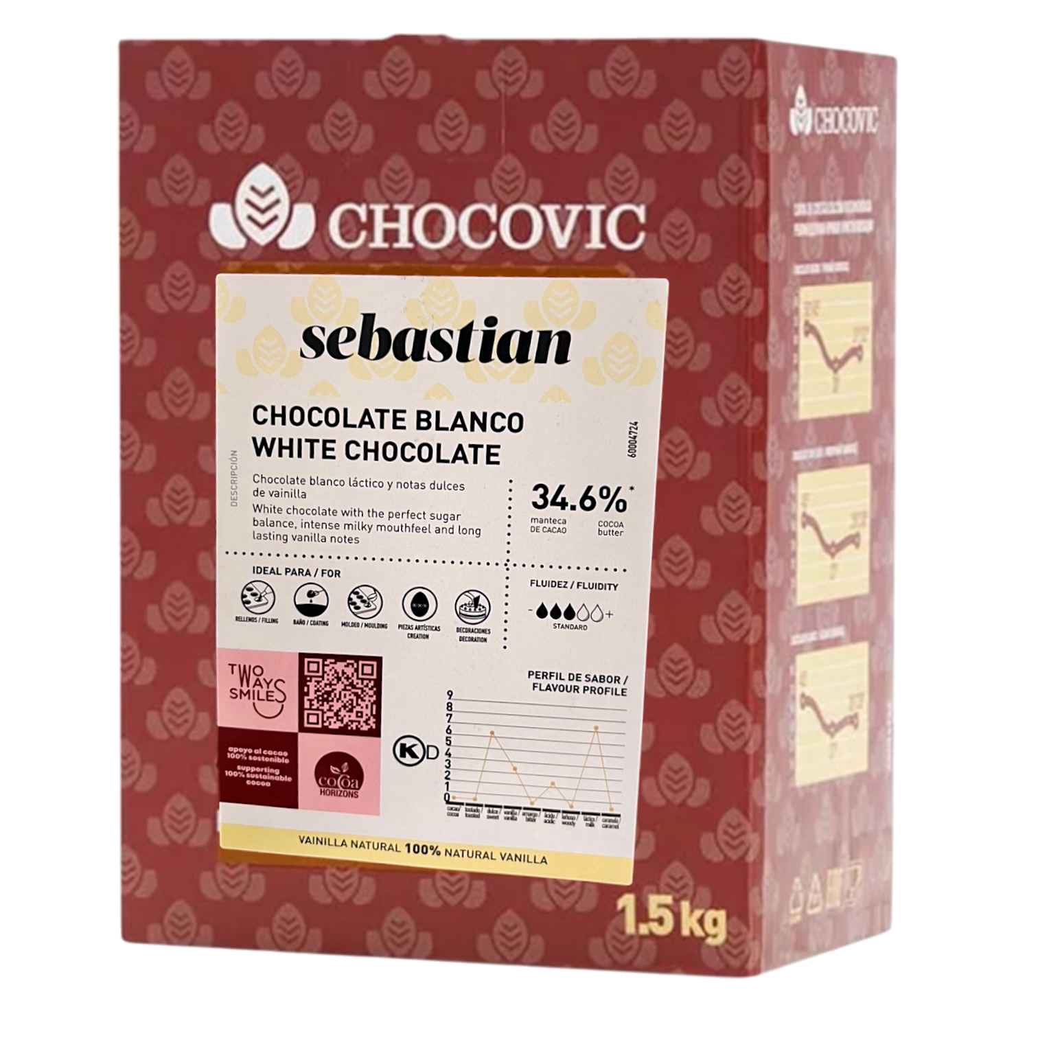 Шоколад белый Sebastian 34,6%, Chocovic, Россия, 1,5 кг (срок годности до 26.09.2025)  | Фото — Магазин Andy Chef  1