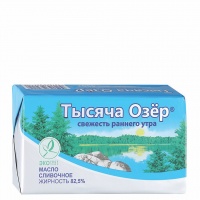 Масло сливочное 82,5%, Тысяча озер, 400 г Масло сливочное 82,5%, Тысяча озер, 400 г | Фото — Магазин Andy Chef