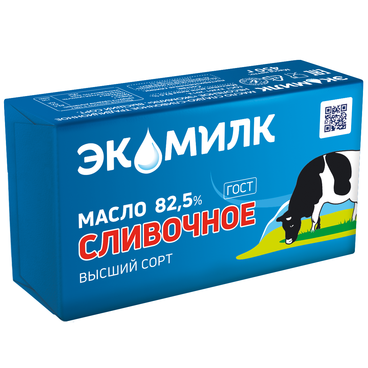 Масло сливочное несолёное 82,5%, Экомилк, 450 г  | Фото — Магазин Andy Chef  1
