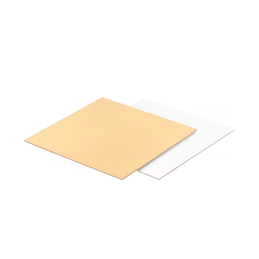 Подложка для бенто торта квадратная Золото/Белая 11,5 см, толщина 1,5 мм  | Фото — Магазин Andy Chef  1
