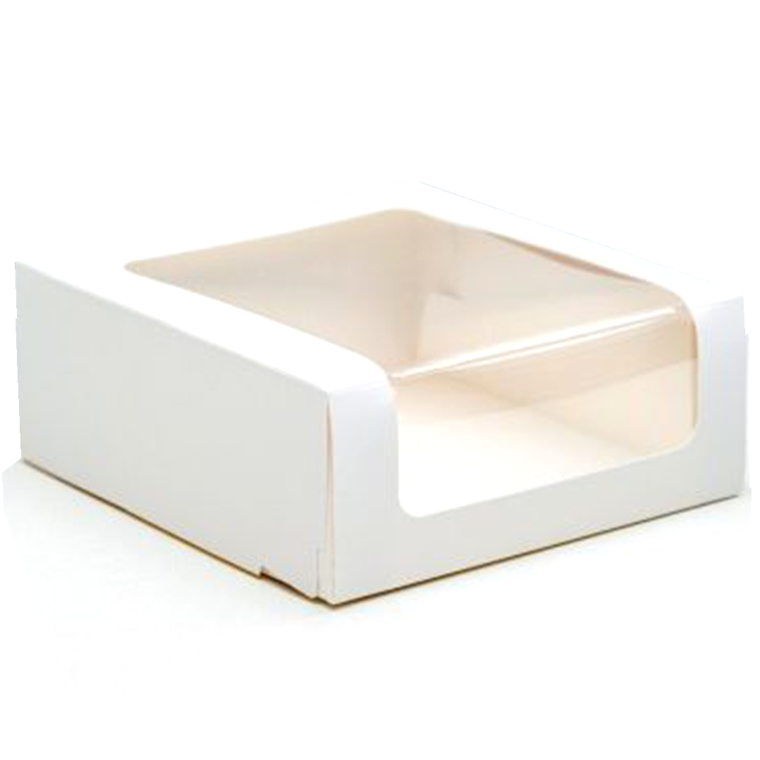Коробка для торта с окном Белая 23,5x23,5x11,5 см  | Фото — Магазин Andy Chef  1