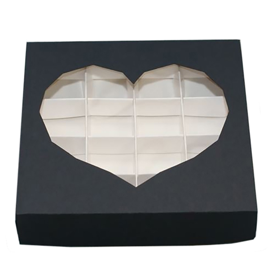 Коробка на 16 конфет «Хрустальное сердце» Чёрная 18х18х3,5 см  | Фото — Магазин Andy Chef  1