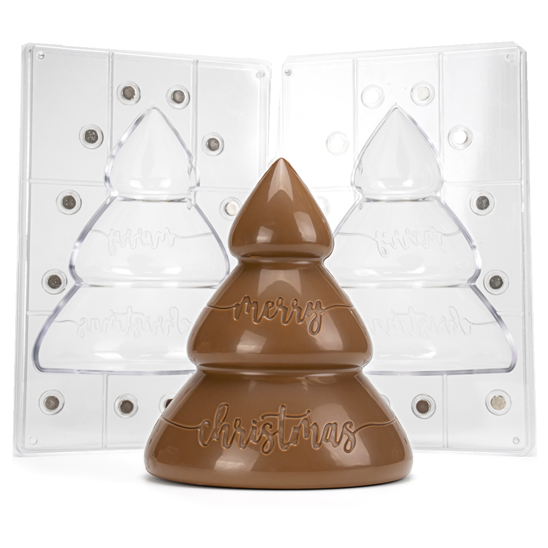Набор поликарбонатных форм для шоколада на магните «Ёлка» Merry Christmas, 2 ячейки, 20SR108, Martellato, Италия  | Фото — Магазин Andy Chef  1