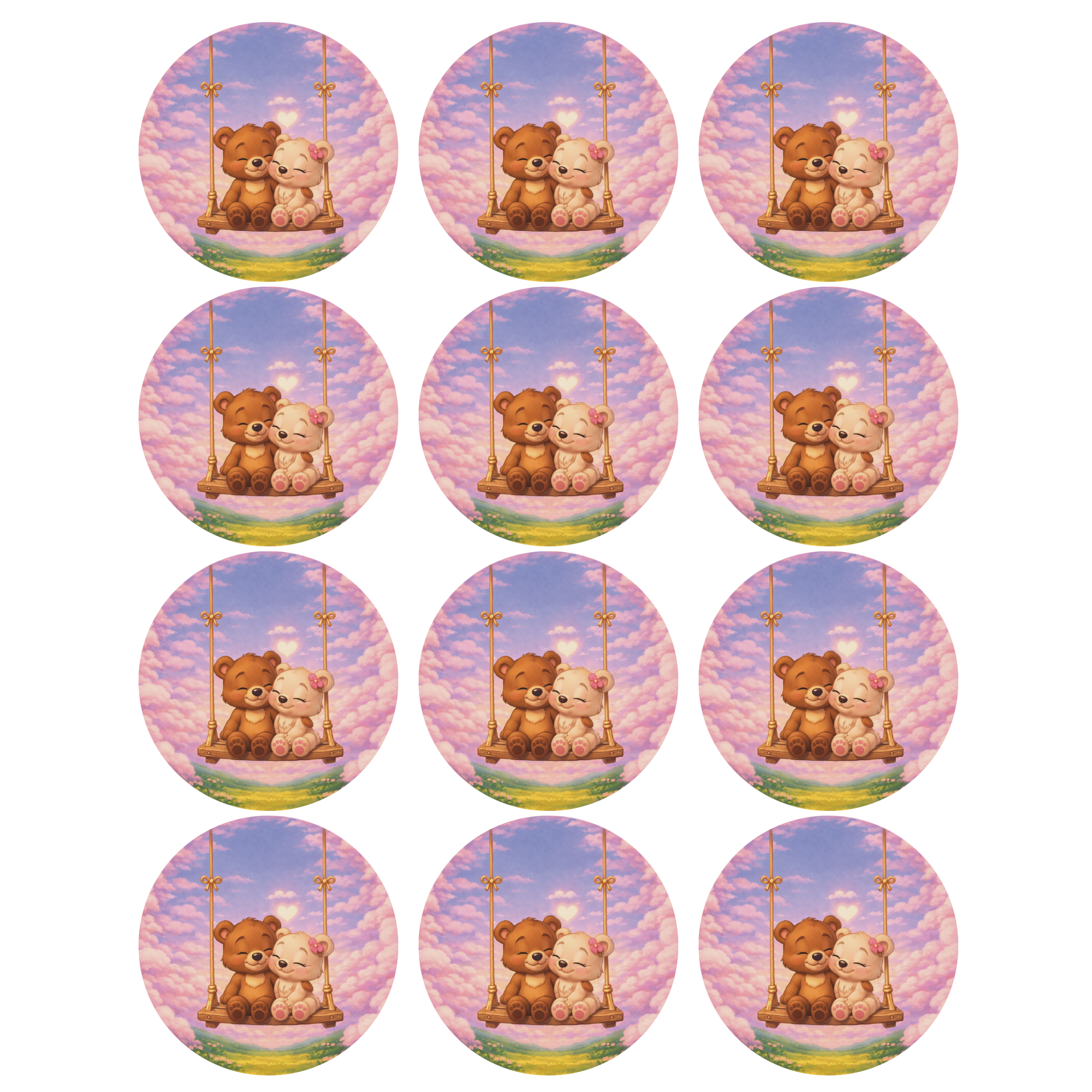 Макет для пищевой печати «Мишки на качелях»  | Фото — Магазин Andy Chef  1