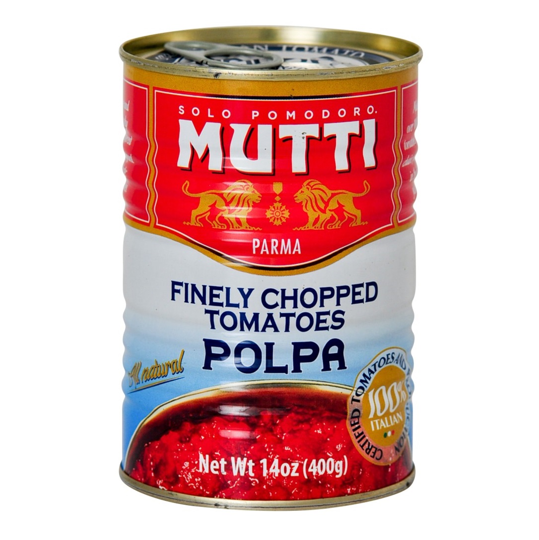 Томаты Polpa Mutti резаные кубиками в томатном соке с базиликом (Италия), 400 г  | Фото — Магазин Andy Chef  1