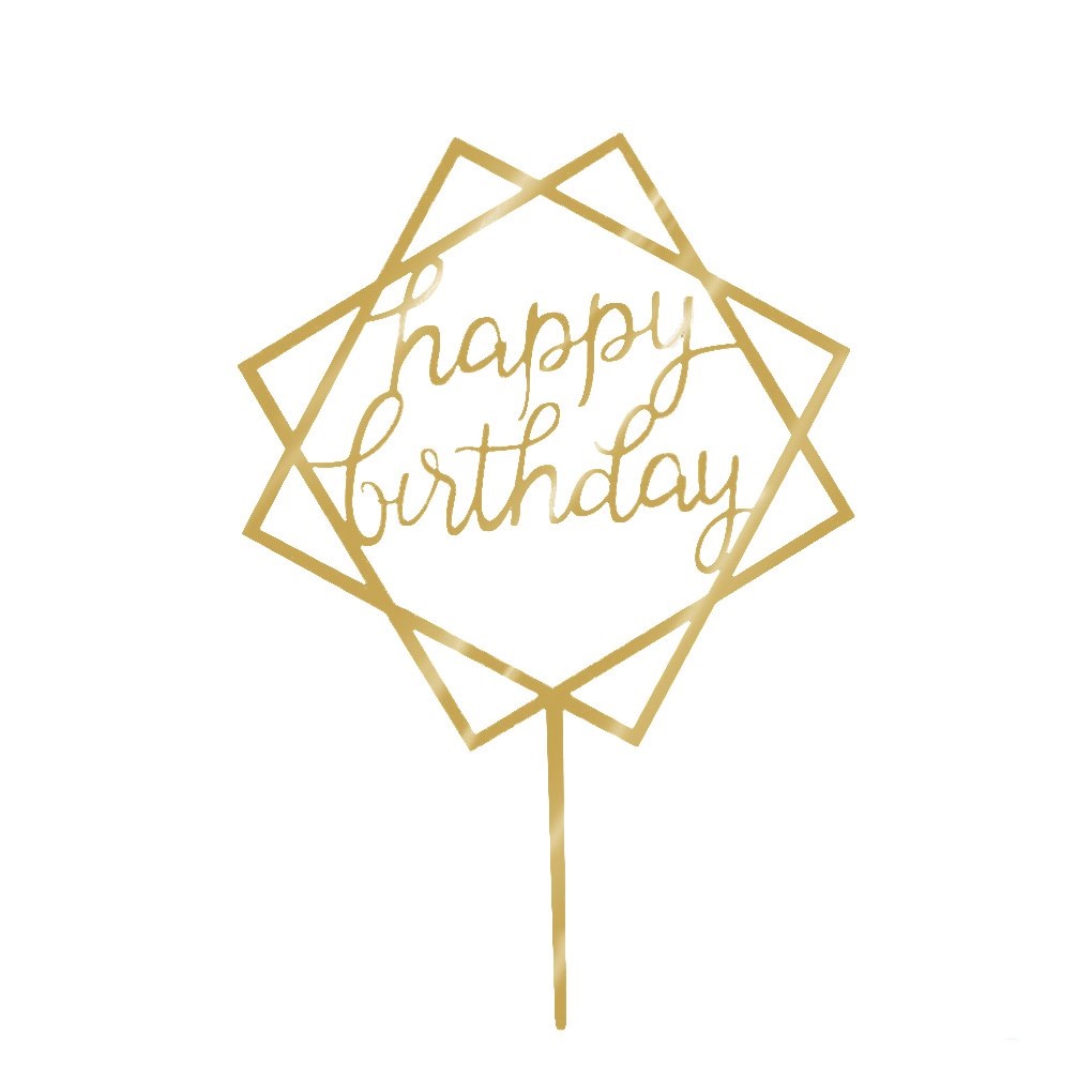 Топпер акриловый Happy Birthday, золотой  | Фото — Магазин Andy Chef  1