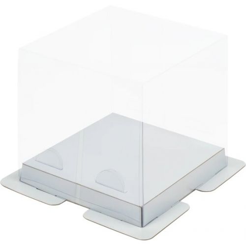 Коробка для торта и кулича Белая/Прозрачная 15х15х20 см  | Фото — Магазин Andy Chef  1