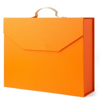 Коробка для подарка Gift Case Премиум с ручкой Оранжевая 27,5х22х8 см