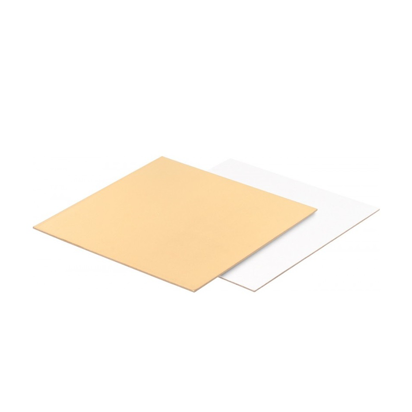 Подложка для бенто торта квадратная Золото/Белая 15 см, толщина 1,5 мм  | Фото — Магазин Andy Chef  1