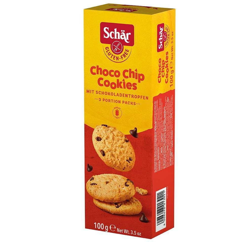 Печенье без глютена Choco Chip Cookies с шоколадной крошкой, Schär, 100 г  | Фото — Магазин Andy Chef  1