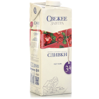 Сливки молочные 34%, Свежее Завтра, 1 л (срок годности до 11.03.2026)
