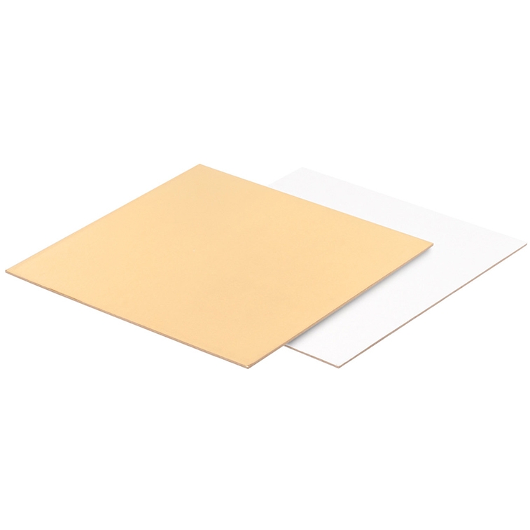 Подложка для торта квадратная Золото/Белая 23 см, толщина 1,5 мм  | Фото — Магазин Andy Chef  1