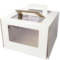 Коробка для торта с ручкой и окном 26х26х20 см, 50 шт.