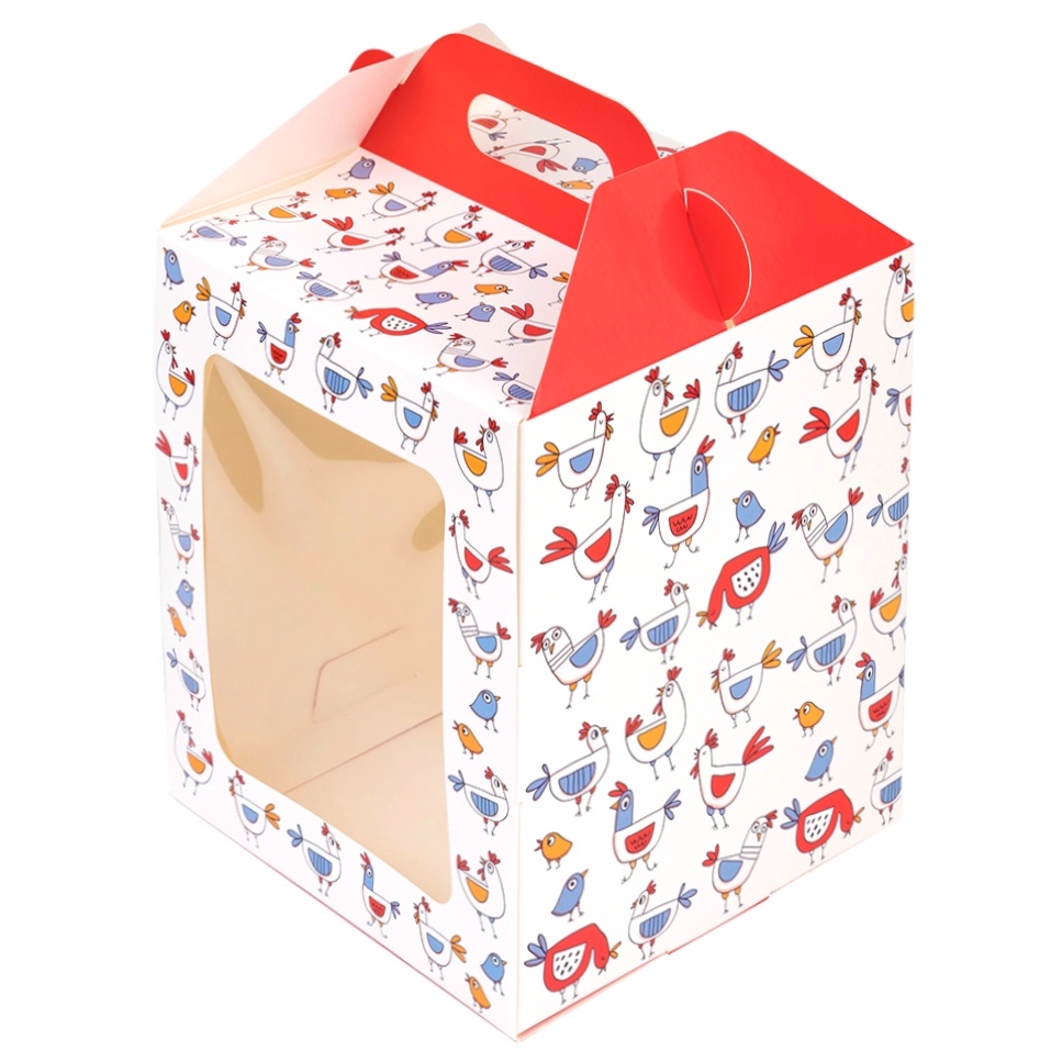 Коробка для кулича «Курочки» 15х15х18 см  | Фото — Магазин Andy Chef  1
