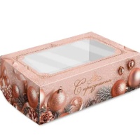 Коробка для десертов «Новогодняя» с окном 25х15х7 см