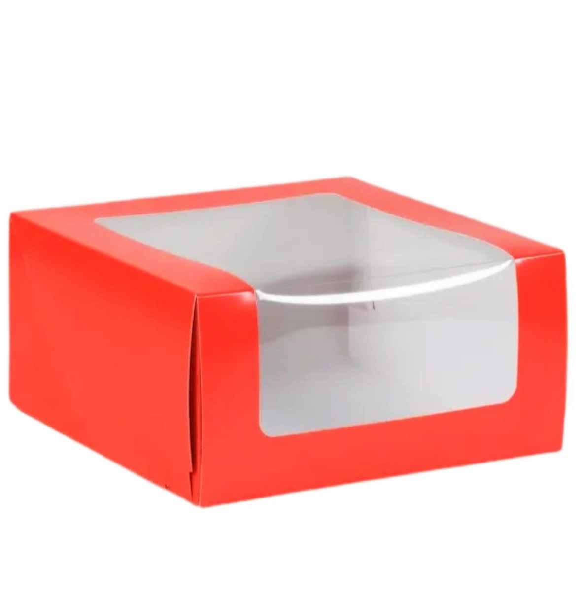 Коробка для торта с окном Красная 23,5х23,5х11,5 см  | Фото — Магазин Andy Chef  1