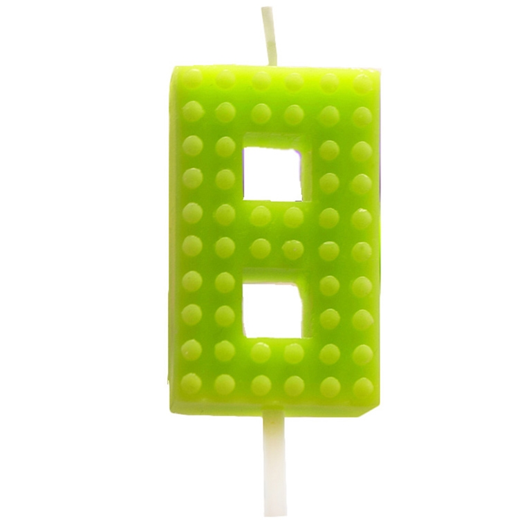 Свеча для торта «Лего» цифра «8» зелёный 5,5 см  | Фото — Магазин Andy Chef  1