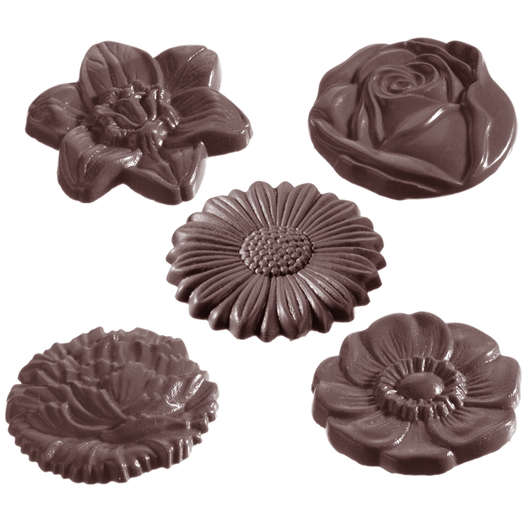 Форма для шоколада Flower Caraque round  CW1048 поликарбонатная, Chocolate World, Бельгия  | Фото — Магазин Andy Chef  1