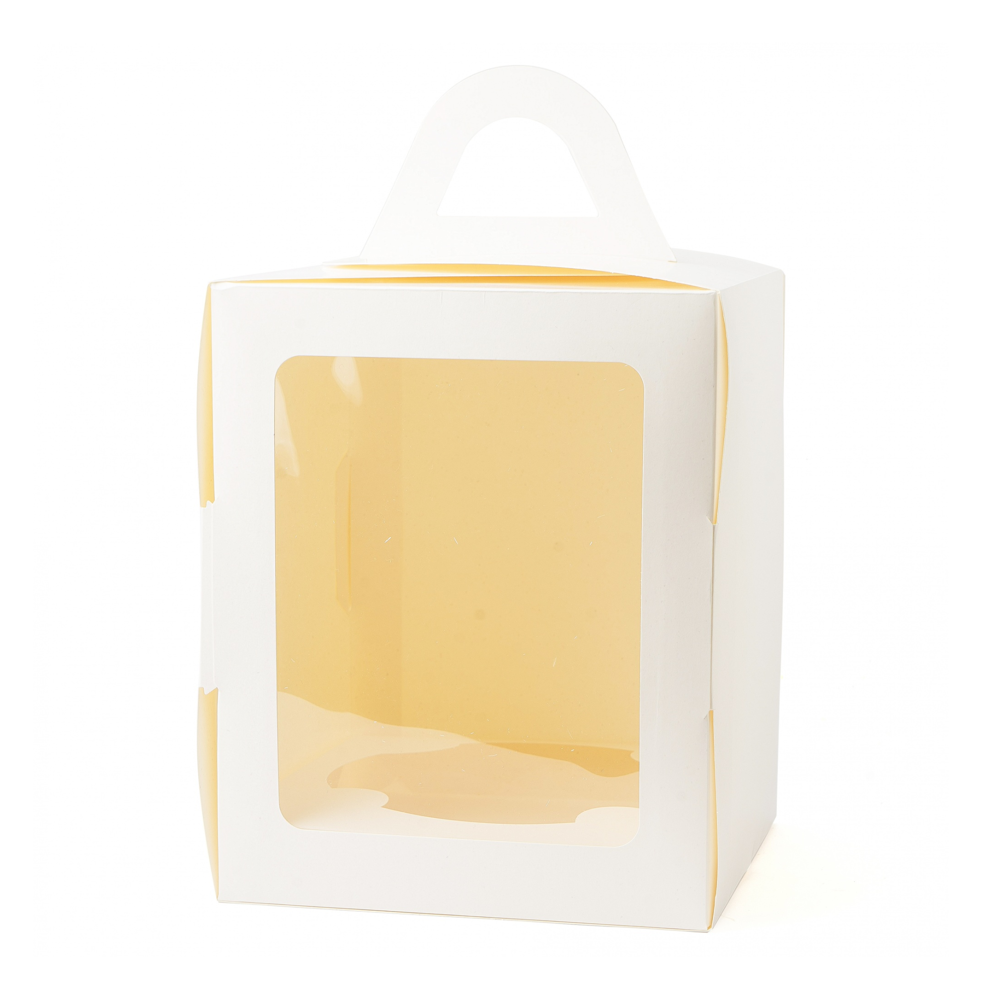 Коробка для кулича с окном и с ложементом Белая 12,5х12,5х15 см   | Фото — Магазин Andy Chef  1