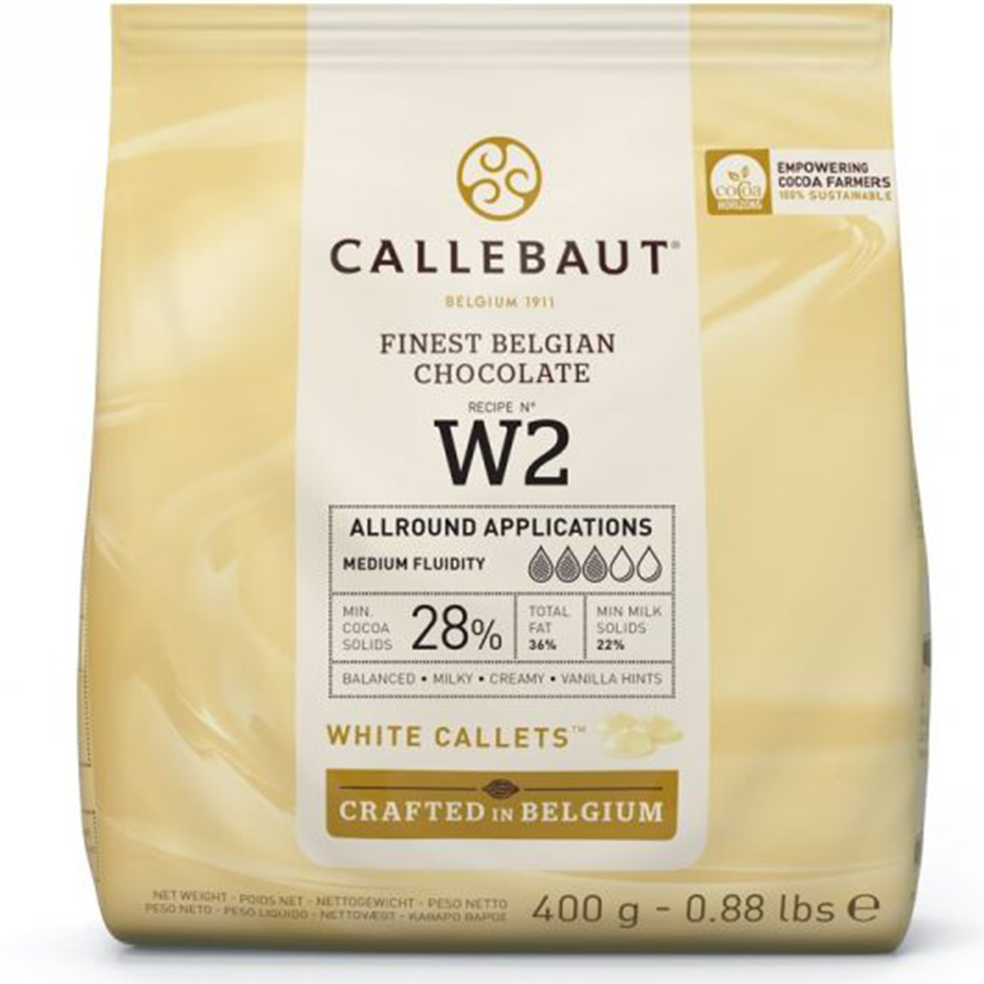 Шоколад белый 28%, №W2, Callebaut, Бельгия, заводская упаковка 400 г  | Фото — Магазин Andy Chef  1