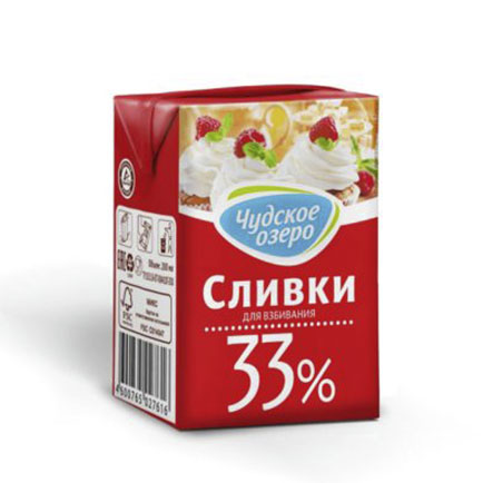 Сливки молочные 33%, Чудское озеро, 0,2 л (срок годности до 04.02.2026)  | Фото — Магазин Andy Chef  1