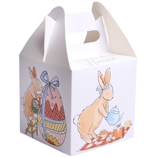 Коробка для кулича «Счастливой Пасхи» 14х14х14 см  | Фото — Магазин Andy Chef  1