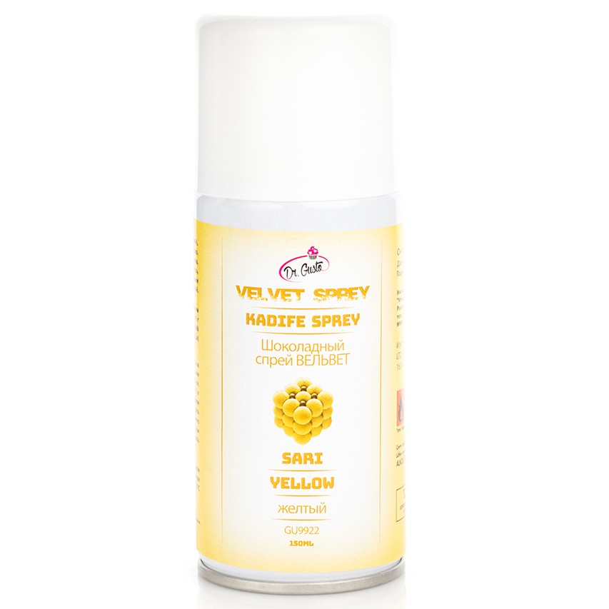 Шоколадный аэрозоль (велюр) Жёлтый, DR. GUSTO, Турция, 150 мл (срок годности 01.04.2026)  | Фото — Магазин Andy Chef  1